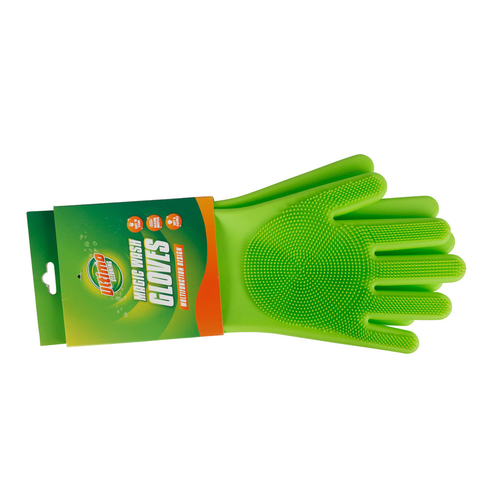 Ultimo Magic Washing Up Gloves Green Latex Kitchen Cleaning Gloves 38x15cm