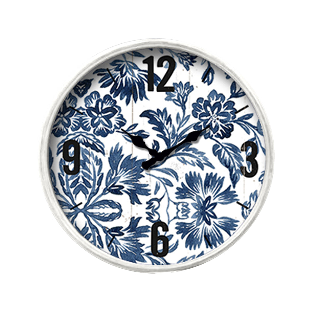 Dwbh 40cm Glass Front Round Metal/Wood Wall Clock Hanging Home/Room Decor Delfi
