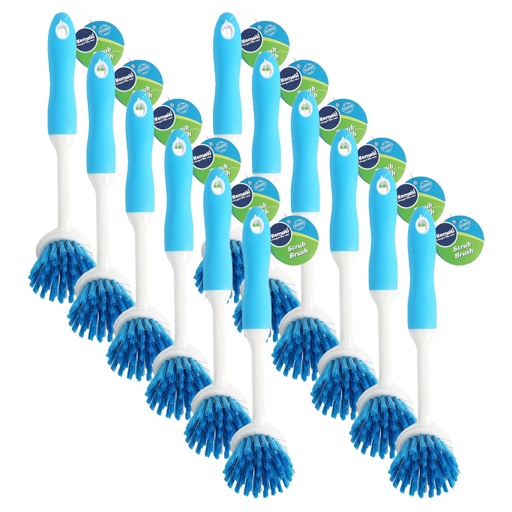 Kemasi Durable Multipurpose Scrub Brush W/Soft Handle Home Kitchen Cleaning (12 Pack)