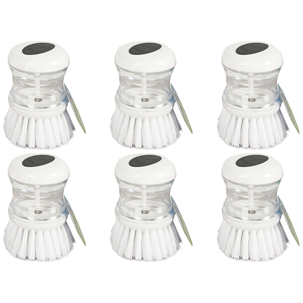 Kemasi Multipurpose Soap Dispensing Palm Dish Washing Brush Home Cleaning (6 Pack)