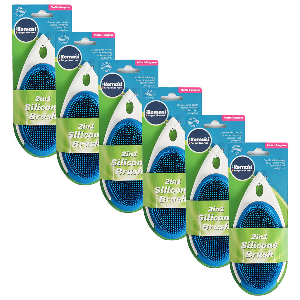 Kemasi 2 In 1 Durable Silicone Scrub Brush Home Bathroom Kitchen Cleaning (6 Pack)