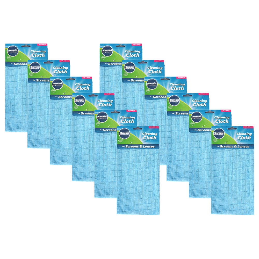 Kemasi Screen & Lenses Polishing Cloth Home Dishwashing/Bathroom Cleaning (12 Pack)
