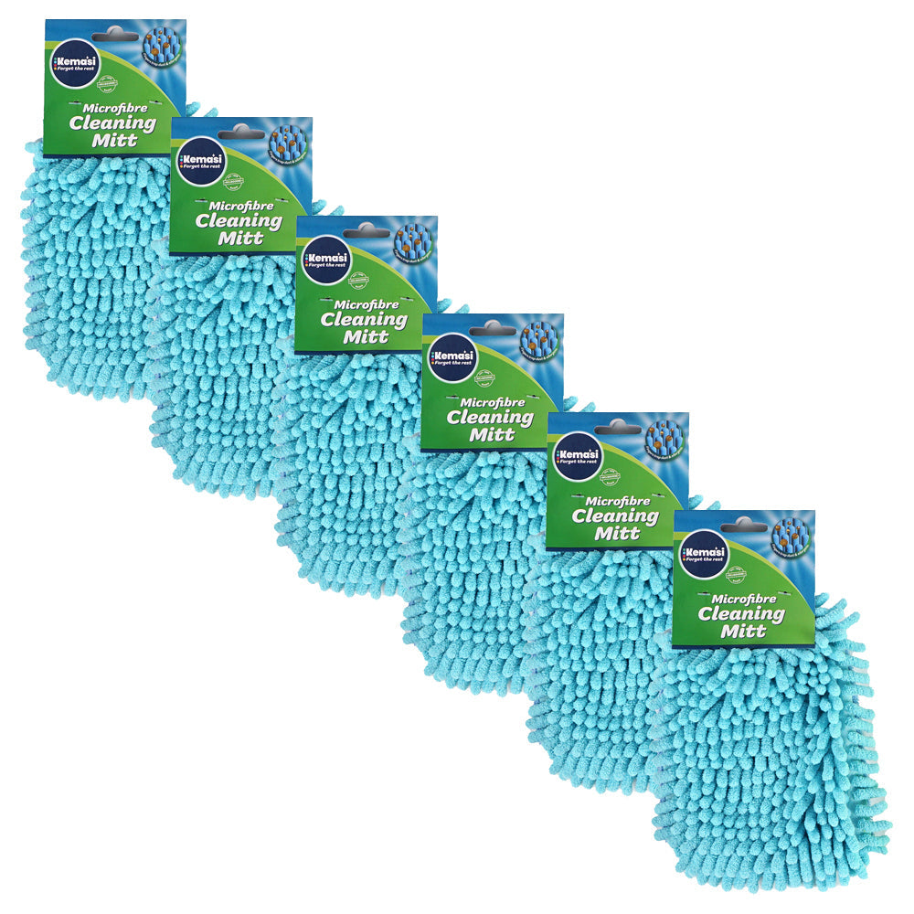 Kemasi Multipurpose Microfibre Cleaning Mitt Home Dishwashing Assorted (6 Pack)