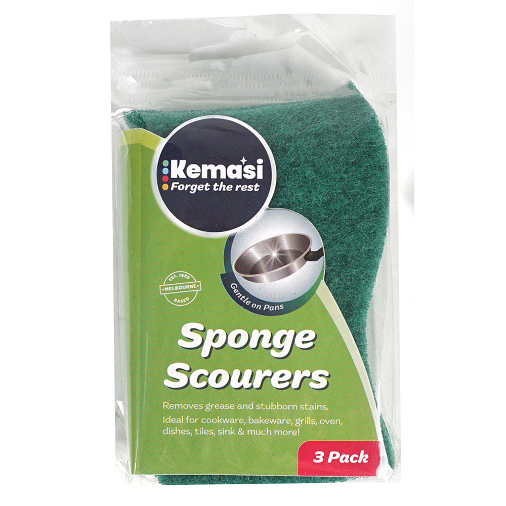 Kemasi Heavy Duty Sponge Scourer Home Kitchen Dishwashing Cleaning (3 Pieces)