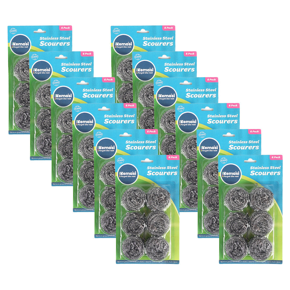 Kemasi Stainless Steel Scourers Home Kitchen Dishwashing Cleaning (72 Pieces)