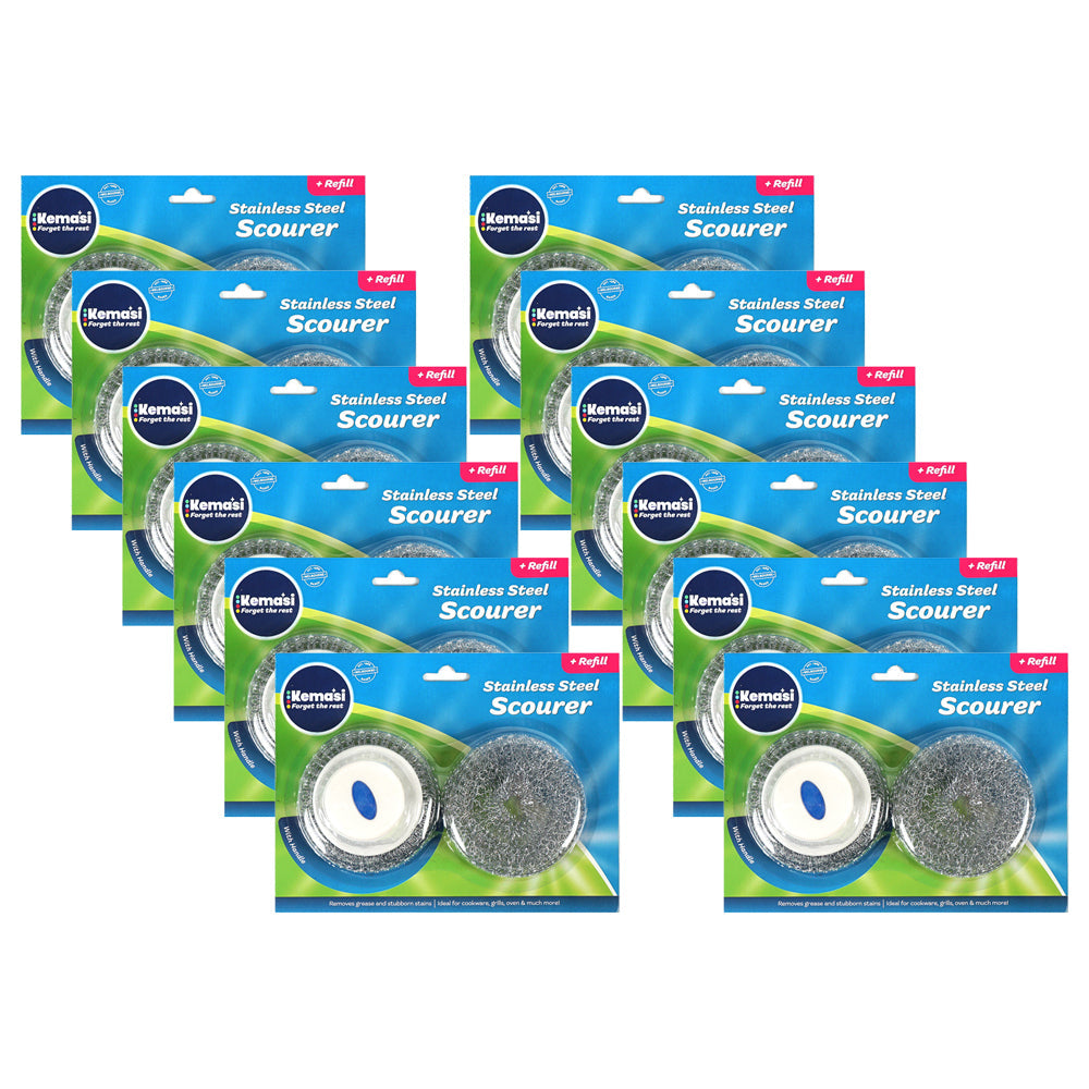 Kemasi Heavy Duty Multipurpose Stainless Steel Scourer Refill Home Cleaning (12 Pack)
