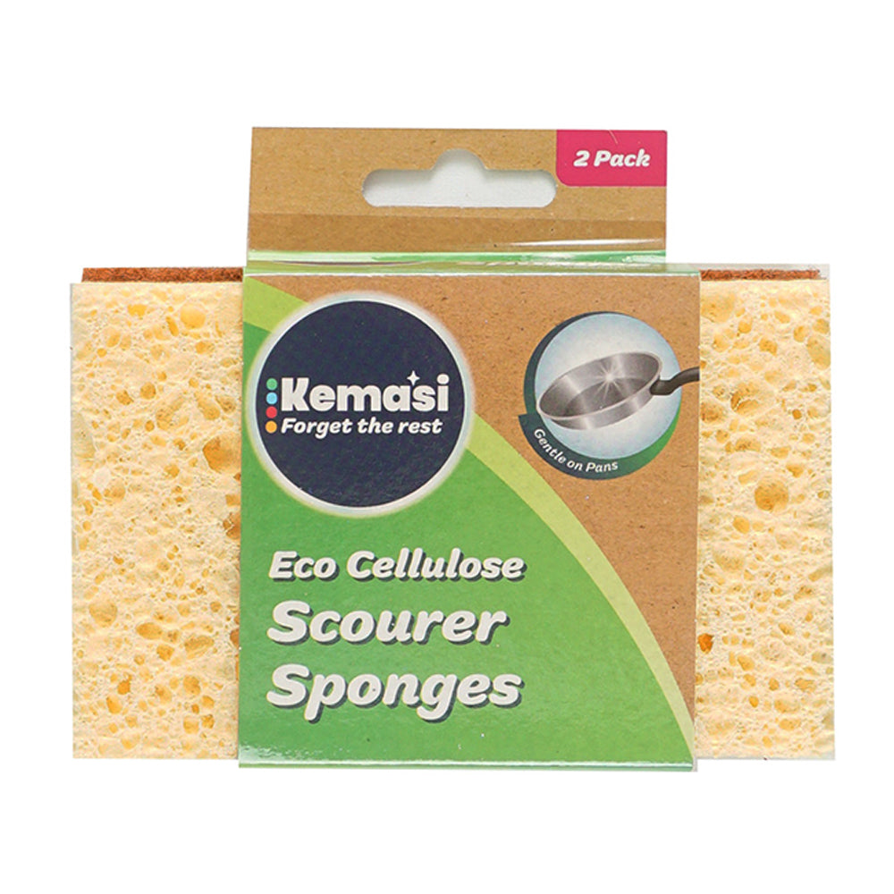 Kemasi Eco Cellulose Multipurpose Sponge/Scourer Home Dishwashing Cleaning (2 Pieces)