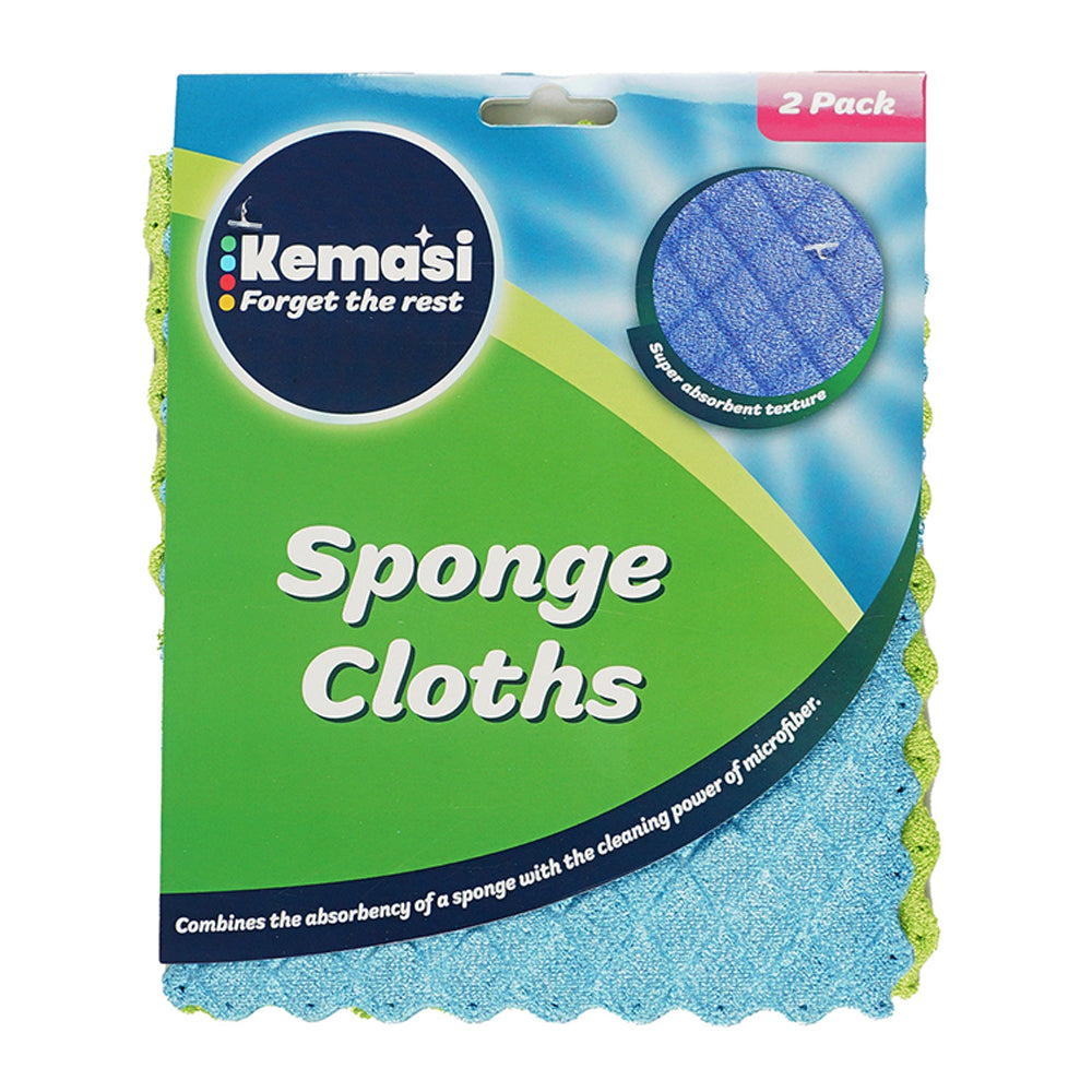 Kemasi Mulltipurpose Sponge Cloth Home Kitchen Dishwashing Cleaning (2 Pieces)