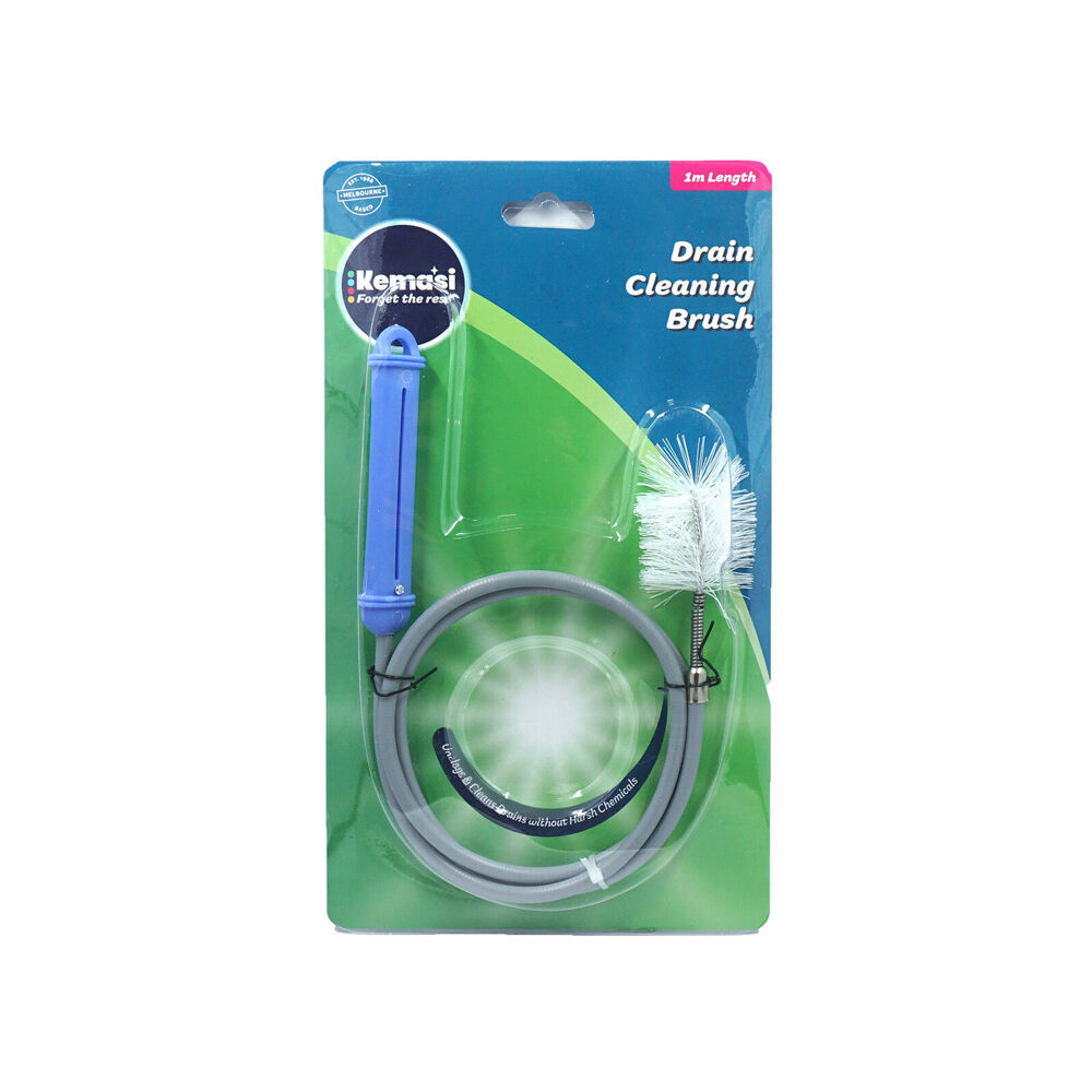 Kemasi Flexible Kitchen/Bathroom Drain Cleaning Cable Brush 1m Grey (3 Pack) — image 2