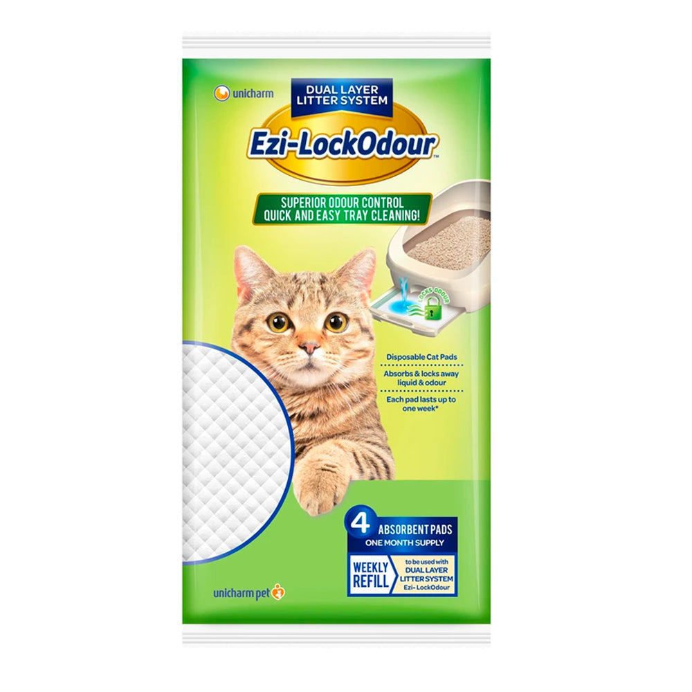 Unicharm Ezi-Lockodour Absorbent Disposable Cat Pads f/ Dual Layer Litter (4 Pack)