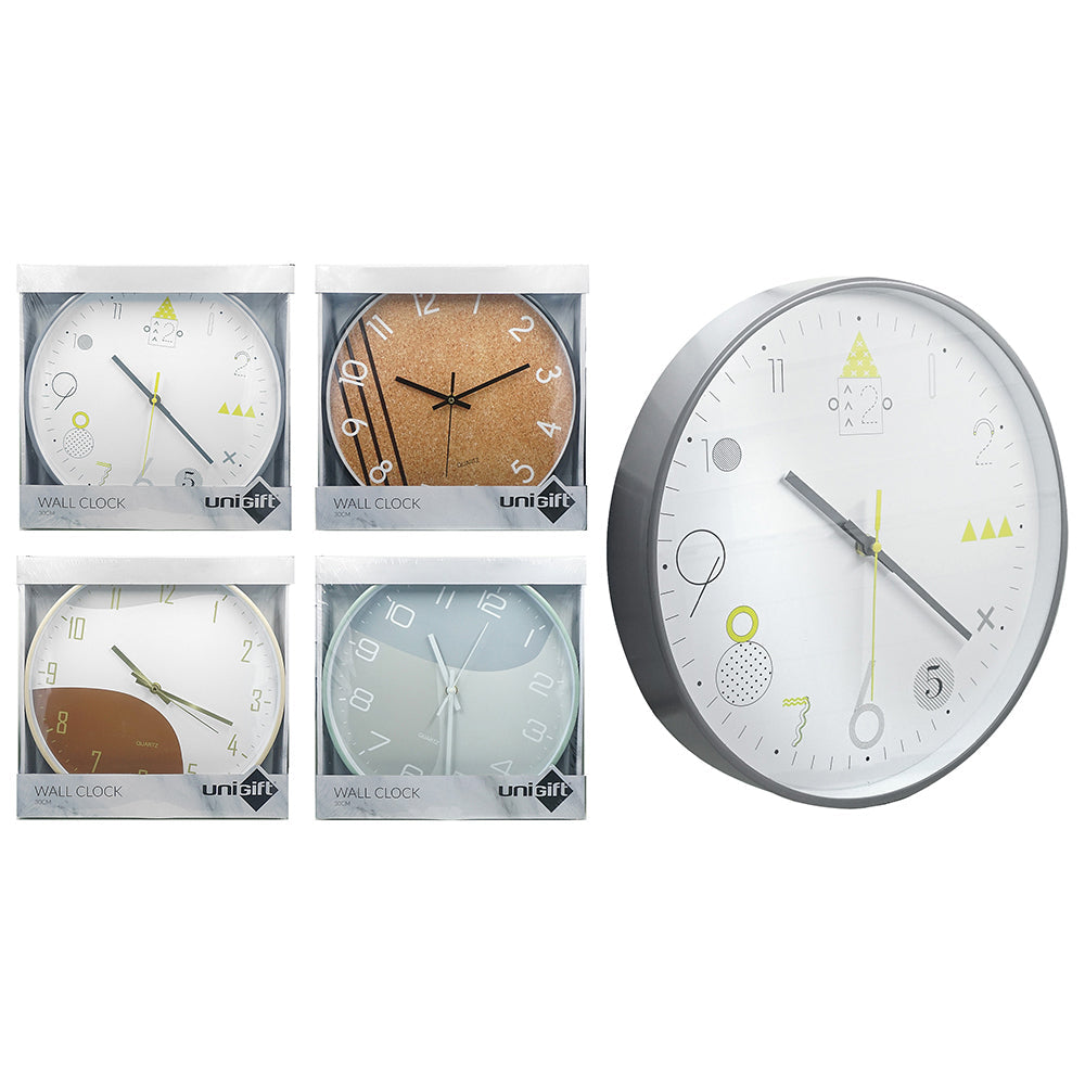 Unigift Modern Round 30cm Wall Clock Analogue Hanging Home Room Decor Assorted — image 2