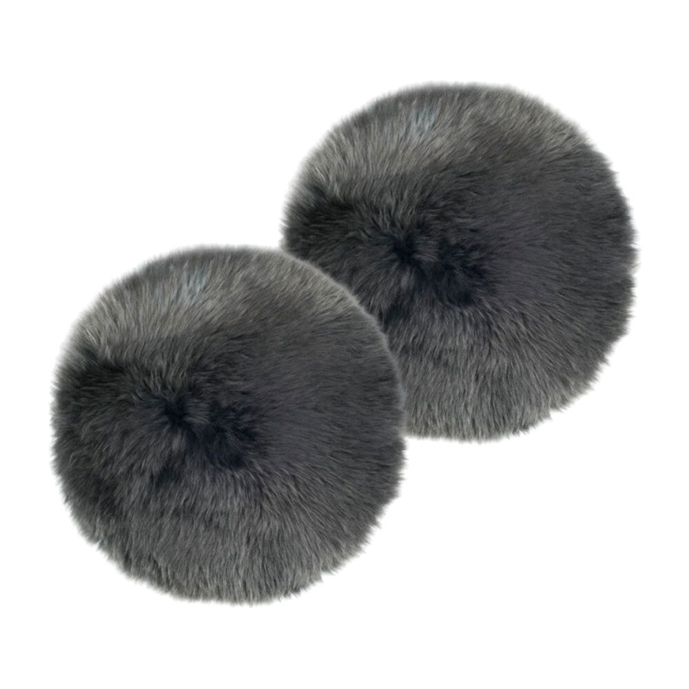 Huxford Grove The Gulgong Long Wool Sheepskin Seat Pad Chair Padding Steel (2 Pack)
