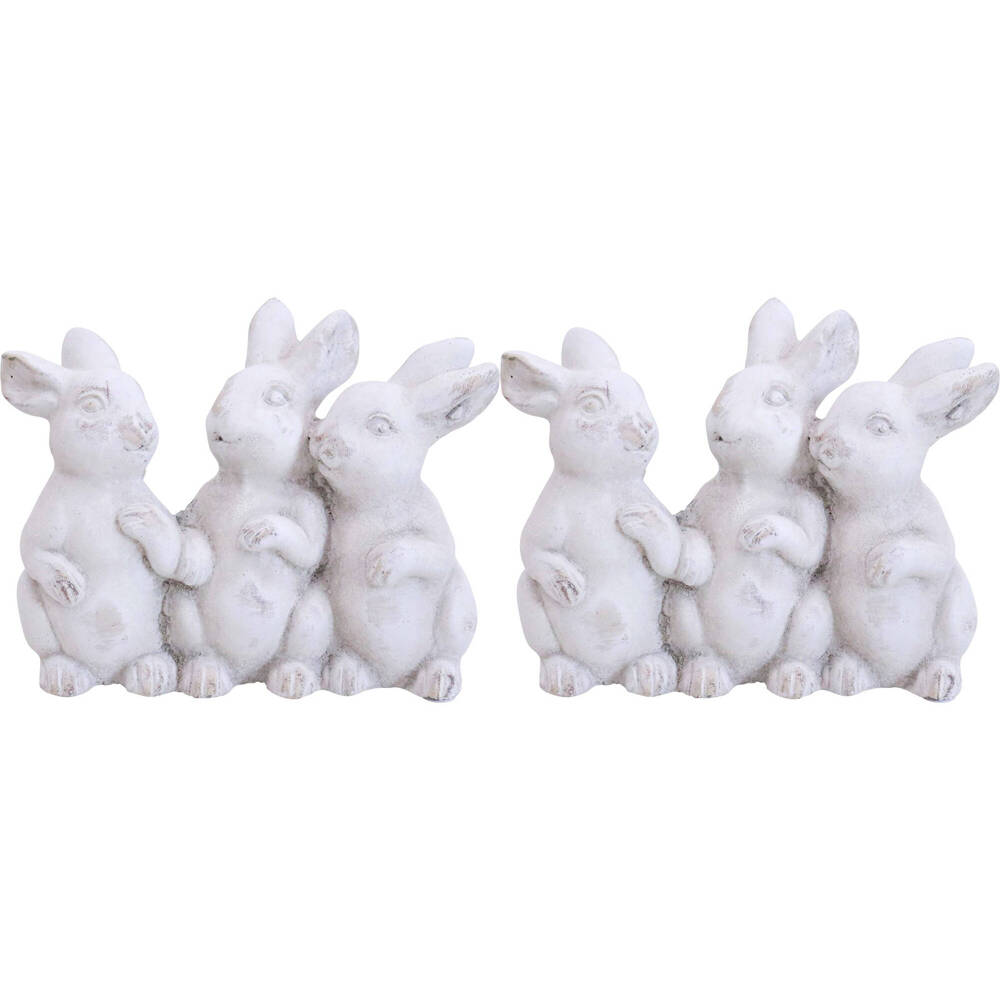 LVD Concrete Bunny Chatter Sculpture Garden/Patio Decor 17.5x14.5cm White (2 Pack)