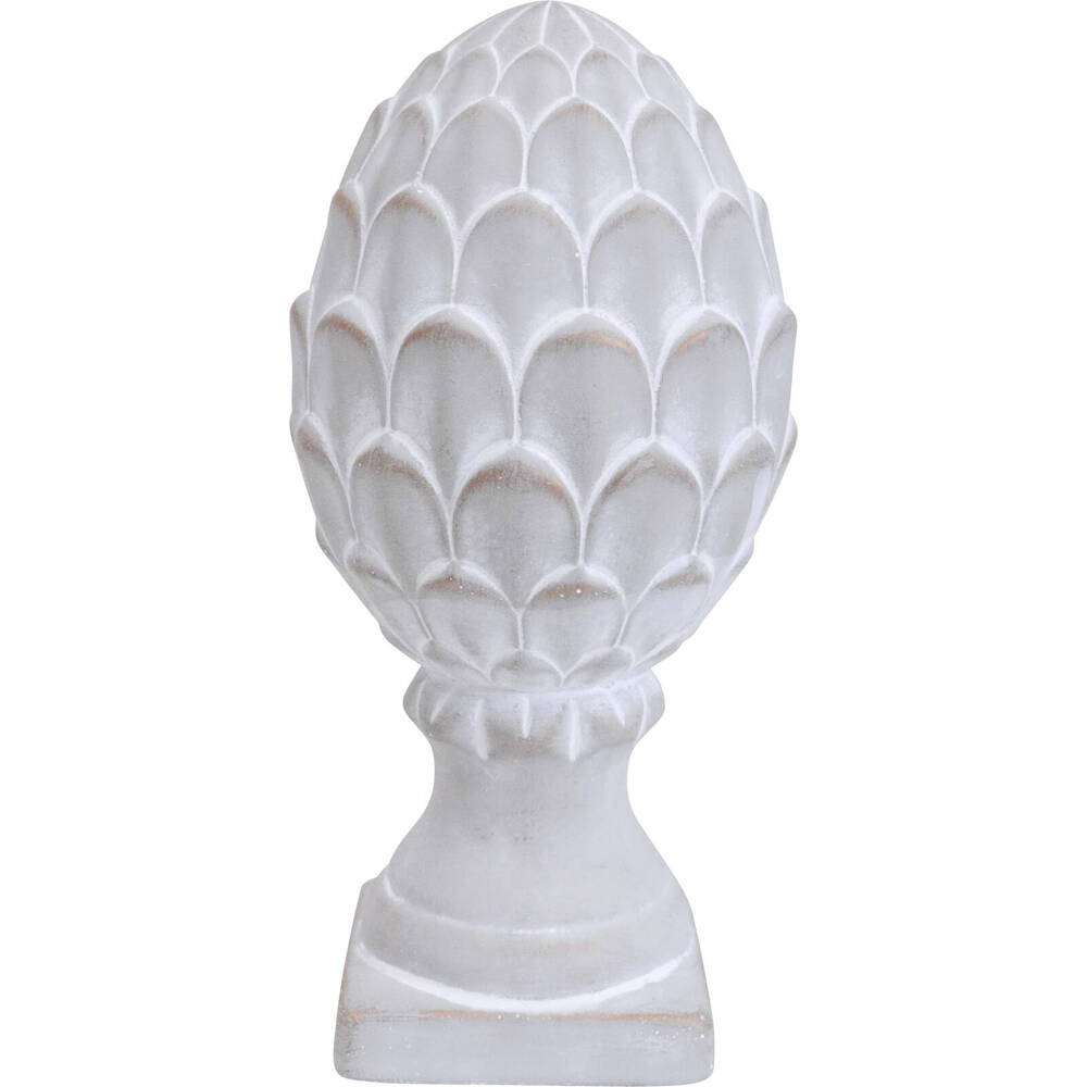 LVD Concrete Acorn Sculpture Medium Home/Garden Outdoor Decor 9.5x20cm White (2 Pack)