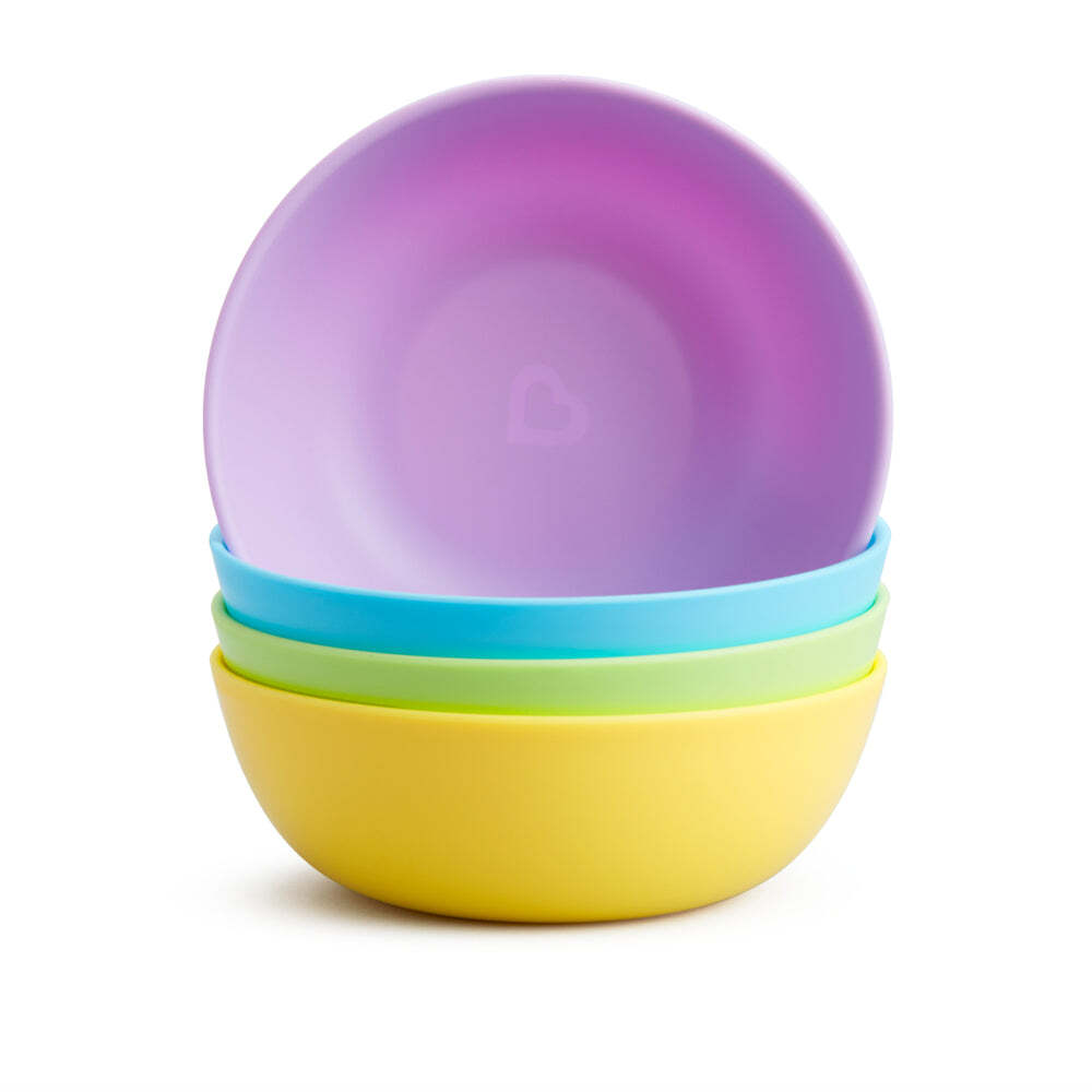 Munchkin Bowl Set 4 Pack High Sided Dishwasher And Microwave Safe 6 Months Plus