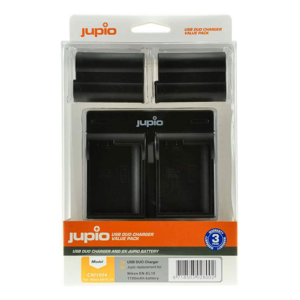 Jupio 2x Batteries 1700mAh & USB Dual Charger Adapter Kit For Nikon EN-EL15 — image 3
