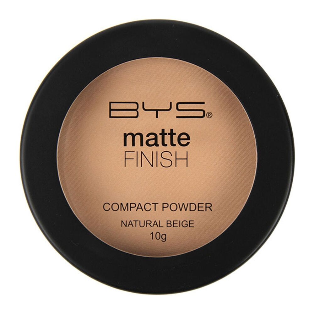 BYS 10g Matte Finish Compact Powder Face Makeup Women Cosmetics Natural Beige