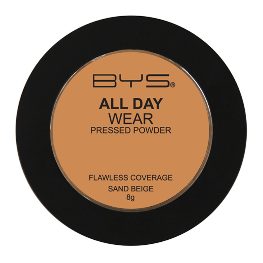 BYS All Day Wear 8g Pressed Powder Flawless Coverage Face Makeup Sand Beige — image 2