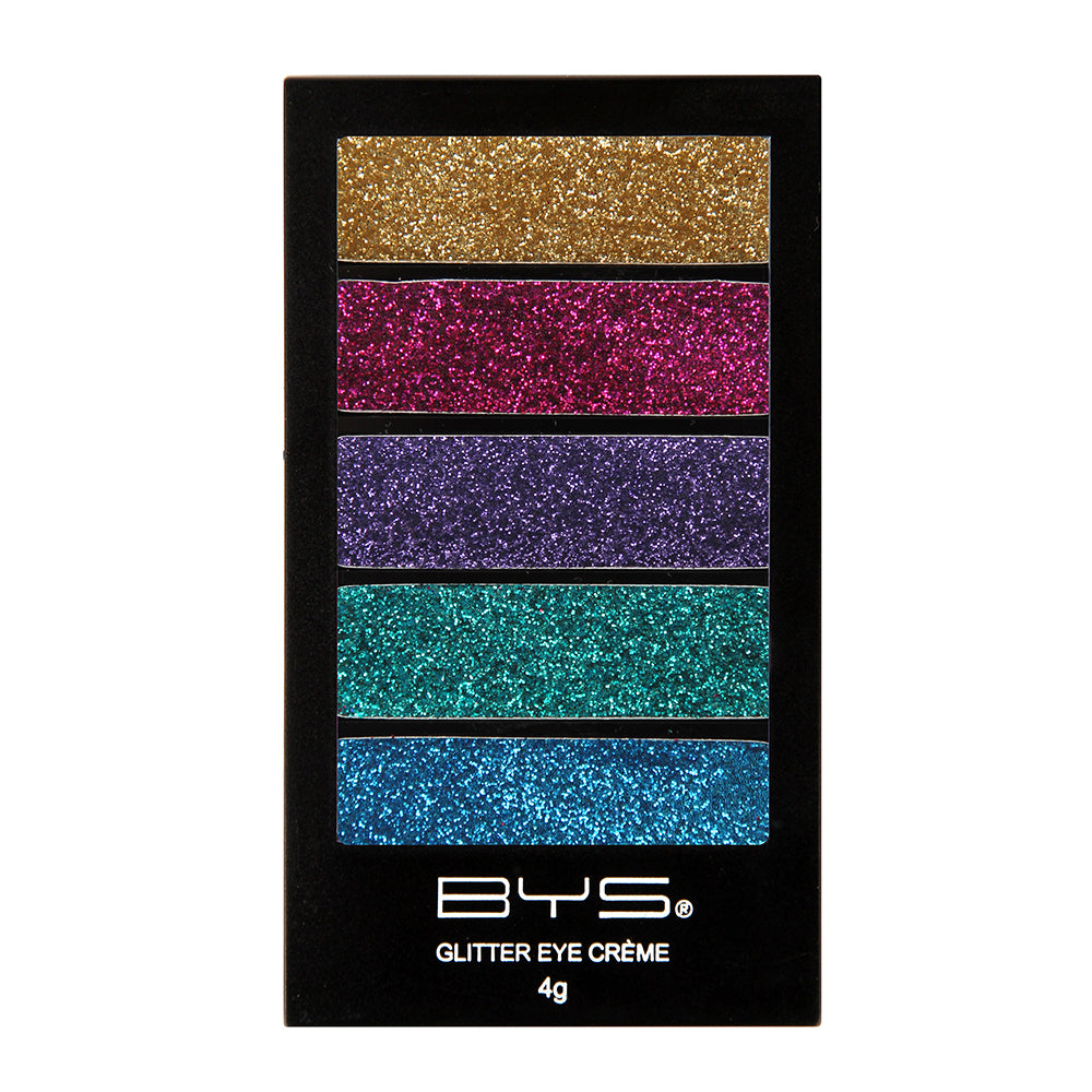 BYS Glitter Creme 4g Gel Base Makeup/Cosmetic Palette Intense Rainbow 5 Shades — image 2