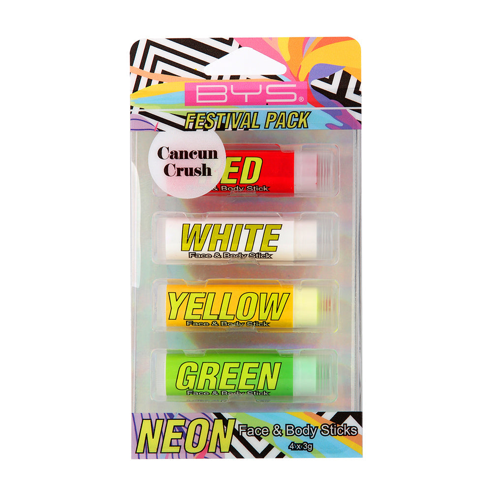 BYS 3g Cancun Crush Neon Facial/Body Makeup Sticks Festival Creamy Smooth (4 Pieces) — image 2