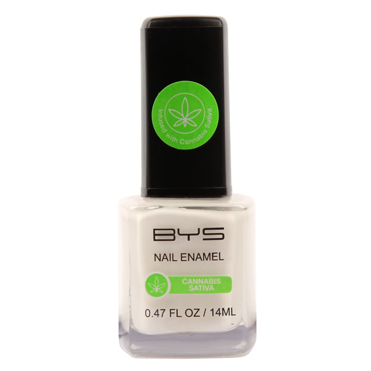 BYS Nail Polish W/Cannabis Sativa Oil Enamel Lacquer Gloss Quick Dry 14ml WHT