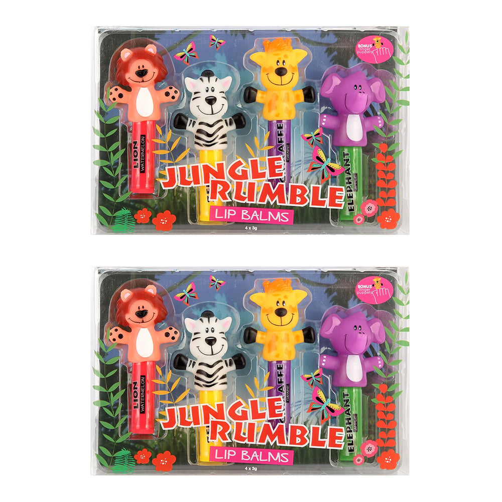 Jungle Rumble Kids/Childrens Scented Lipbalm/Lip Care w/Finger Puppet 3y+ (8 Pieces)
