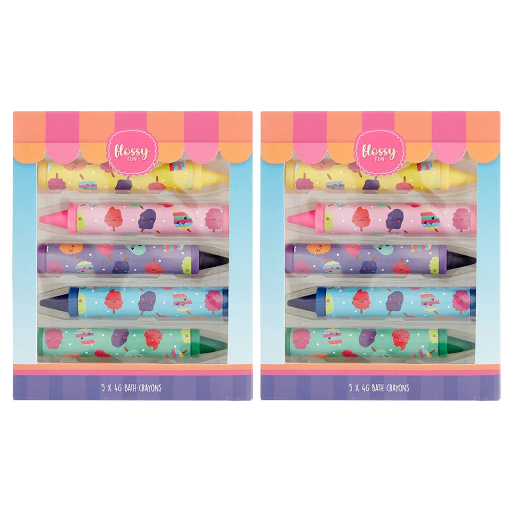 Flossy Fun Kids/Childrens Bath Time Washable Drawing Crayons Sticks 4g 3y+ (10 Pieces)