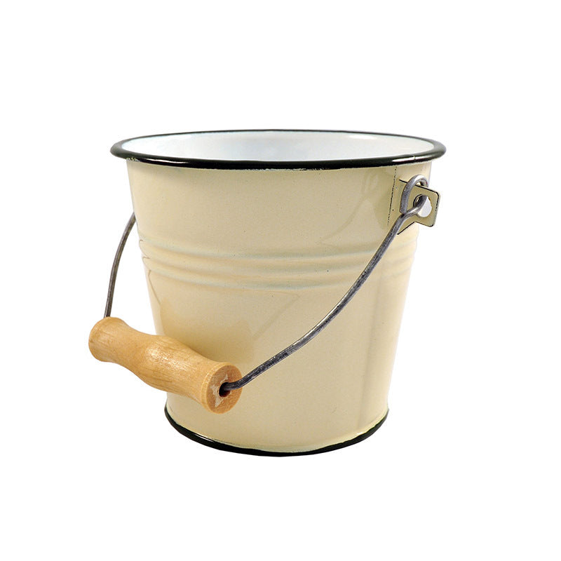 Urban Style Enamelware 1L Ice Bucket Storage Container w/ Wire Handle Cottage