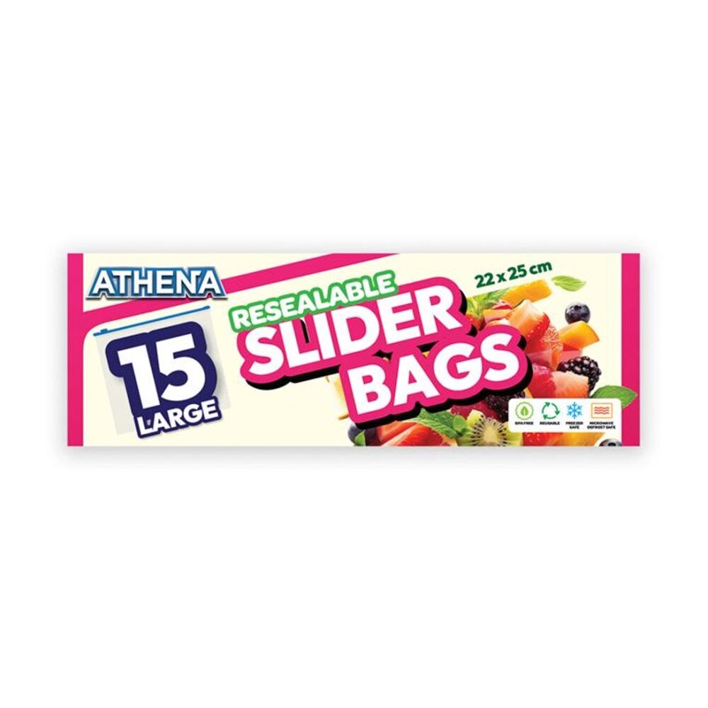 Athena 15PK Athena Resealable Slide Lock Food Storage Slider Bags 22x25cm (12 Pack) — image 2