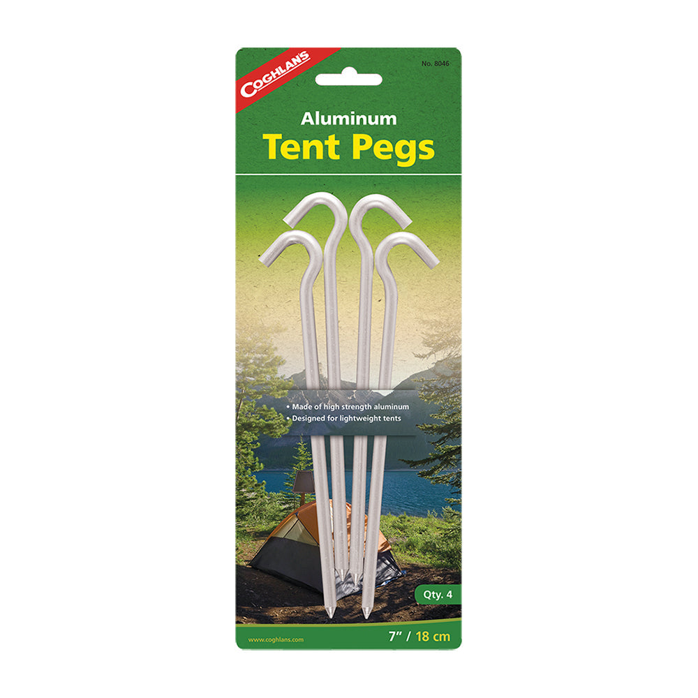 Coghlans 18cm Aluminium Pegs Camping/Hiking Outdoor for Tent/Tarps Silver (4 Pieces)