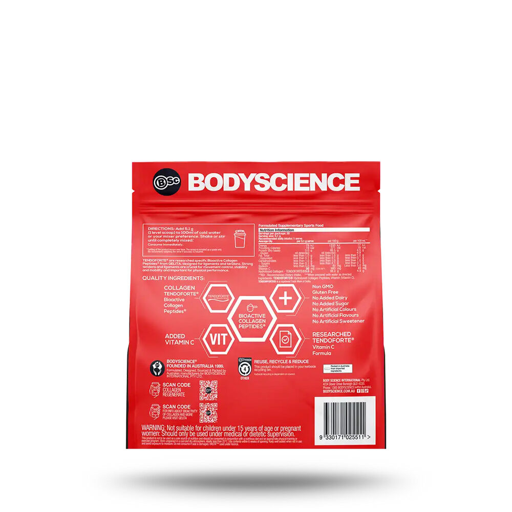 BSc 153g Unflavoured Collagen Regenerate Powder w/Tendoforte 30 Serves — image 2
