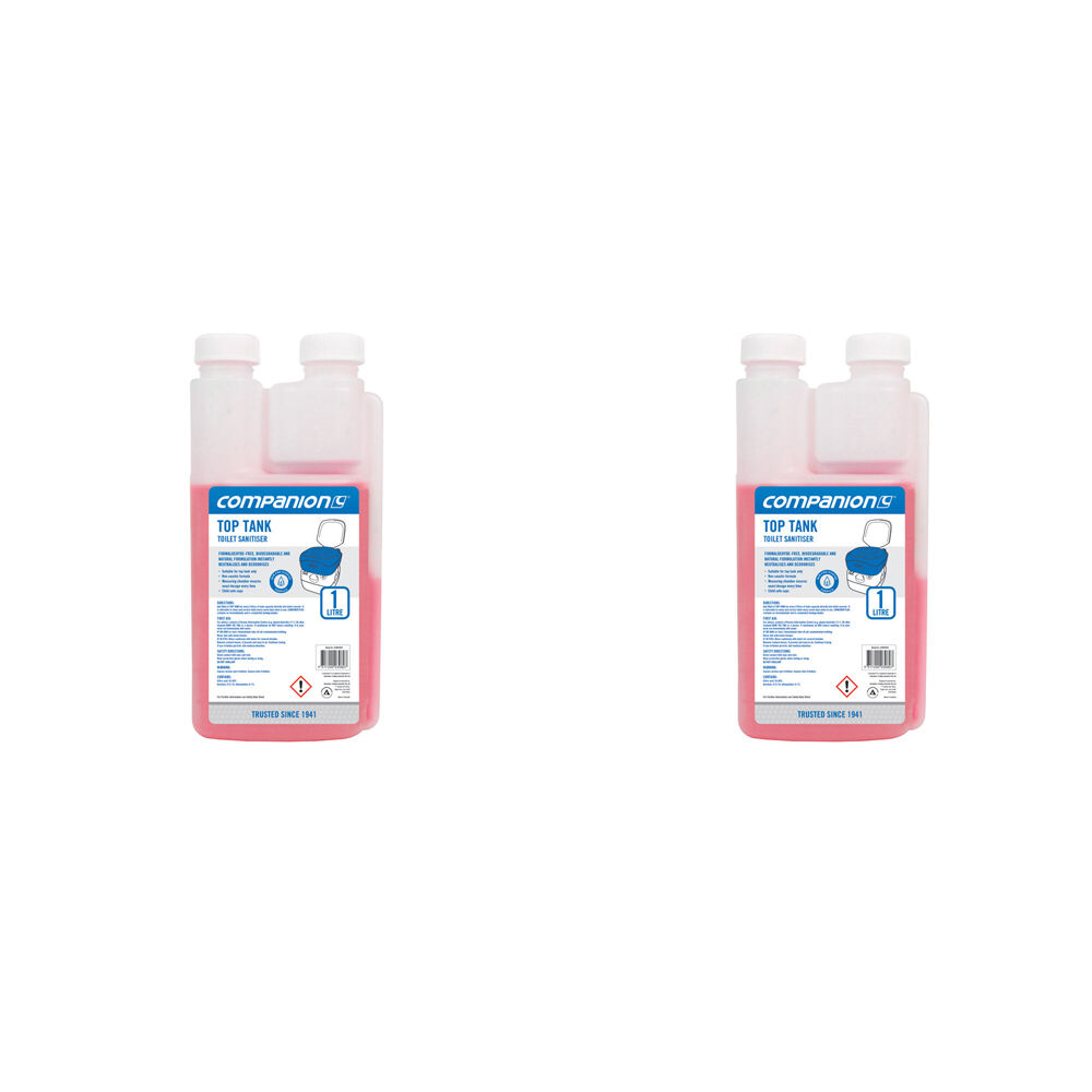 Companion Portable Toilet Chemical Top Tank Camping Cleaner Sanitiser 1L (2 Pack)