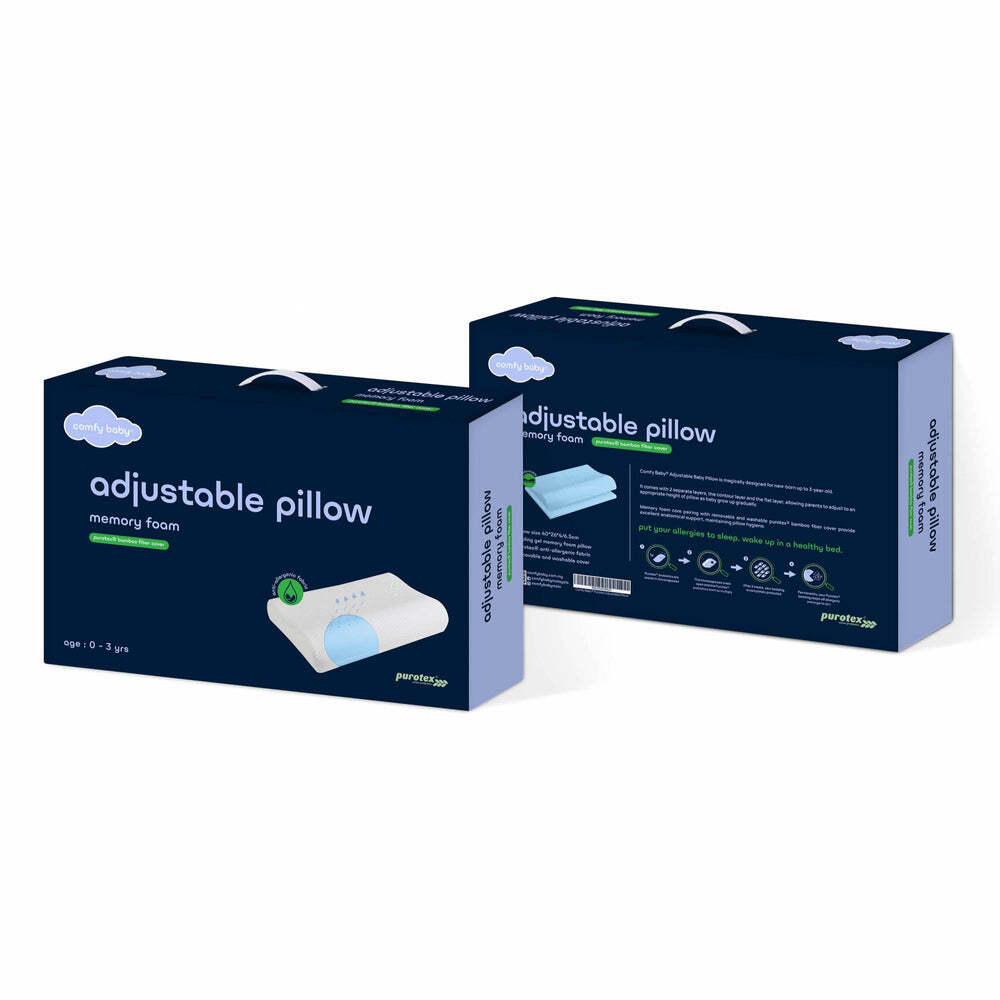 Comfy Baby Adjustable Pressure Relief Pillow w/Removable Washable Cover 0-8M