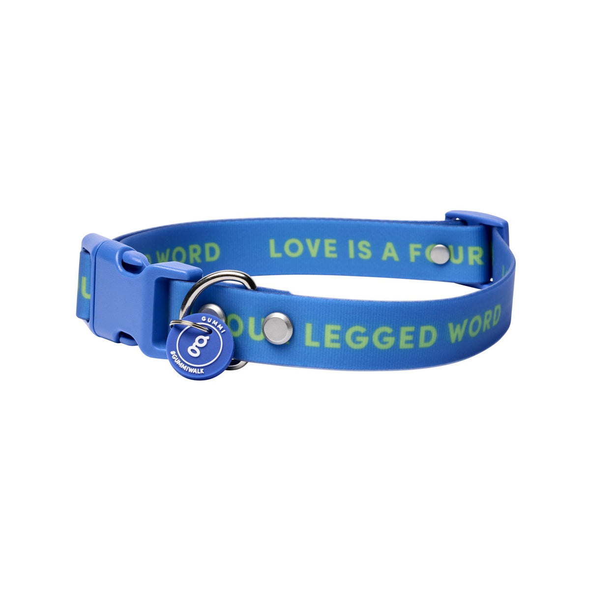Gummi Waterproof PVC Rubber Bling Dog Collar Neck Strap Pet Fashion Large Blue