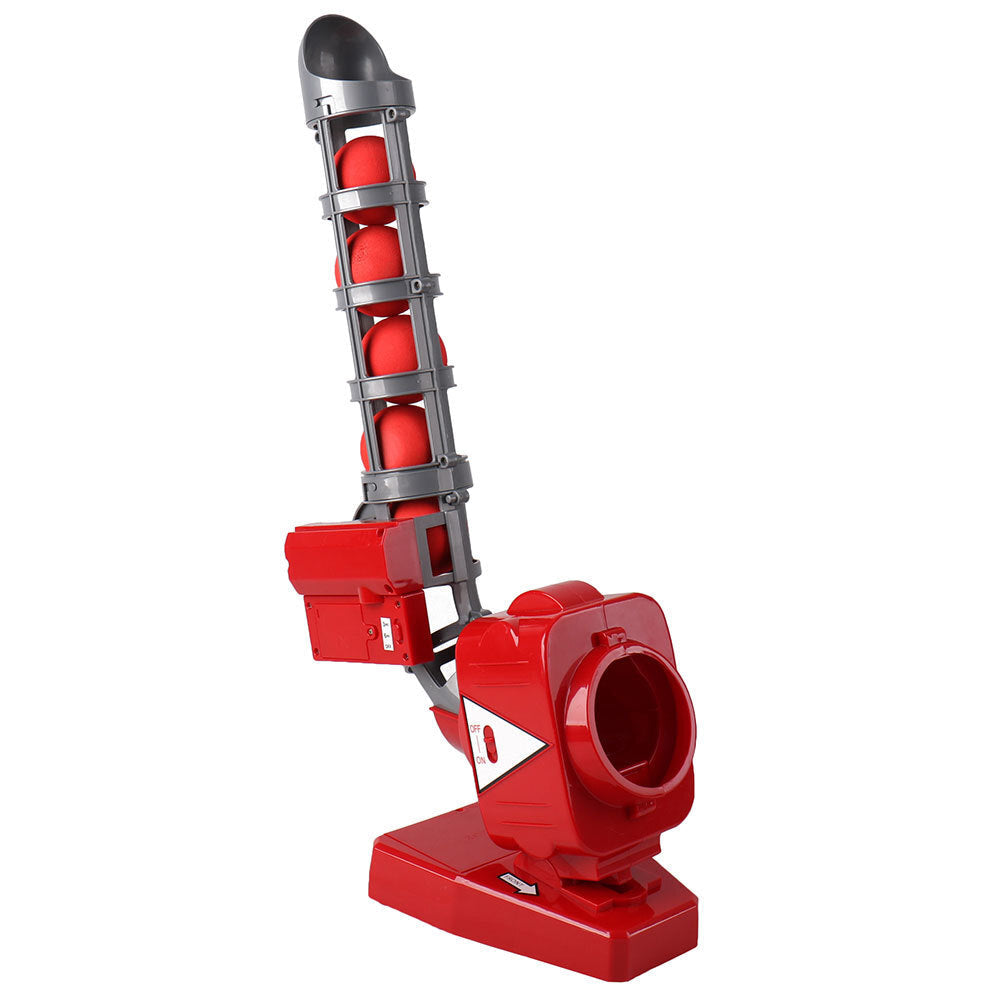 Lenoxx Cricket Ball Pitcher Battery Operated Soft Ball Launcher Toy Kids Outdoors Red Grey Plastic