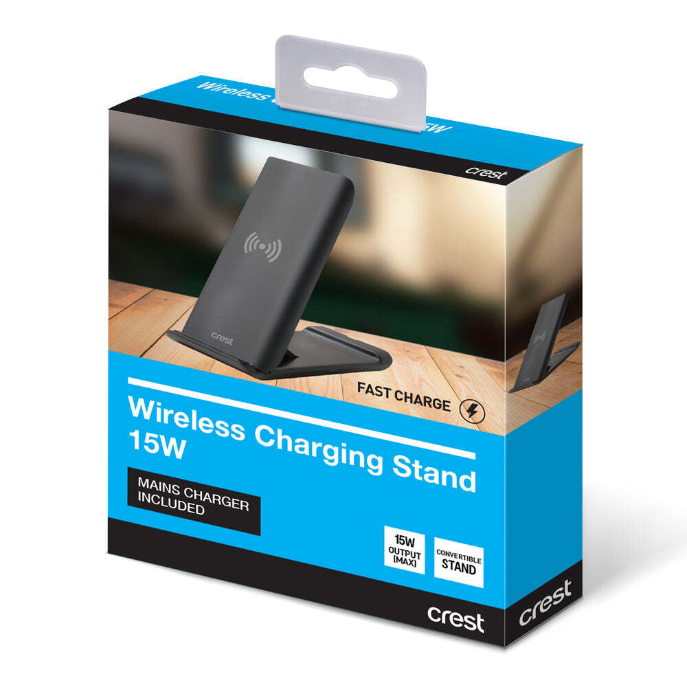 Crest 15w Wireless Qi Smartphone Charging Stand w/Quick Charge 3.0A Wall Charger — image 2