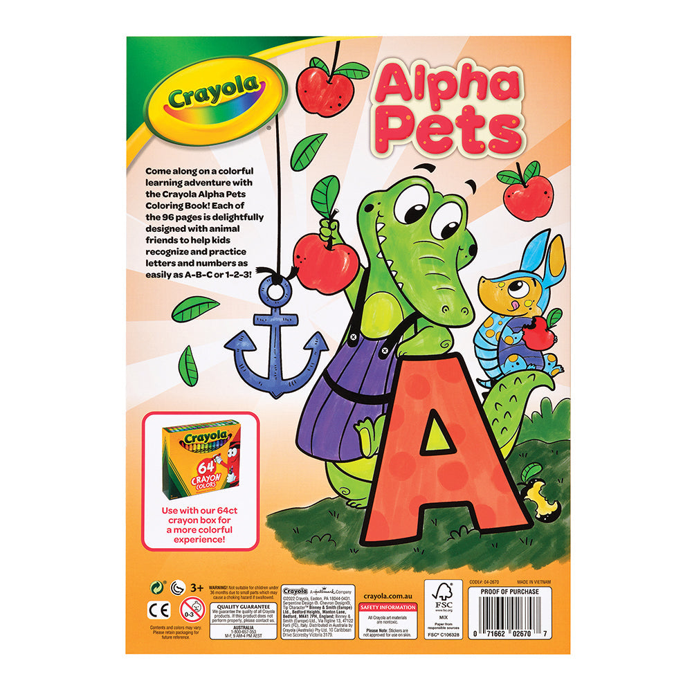 Crayola Kids/Childrens Creative Art/Draw 96 Page Alpha Pets Coloring Book 36m+ — image 2