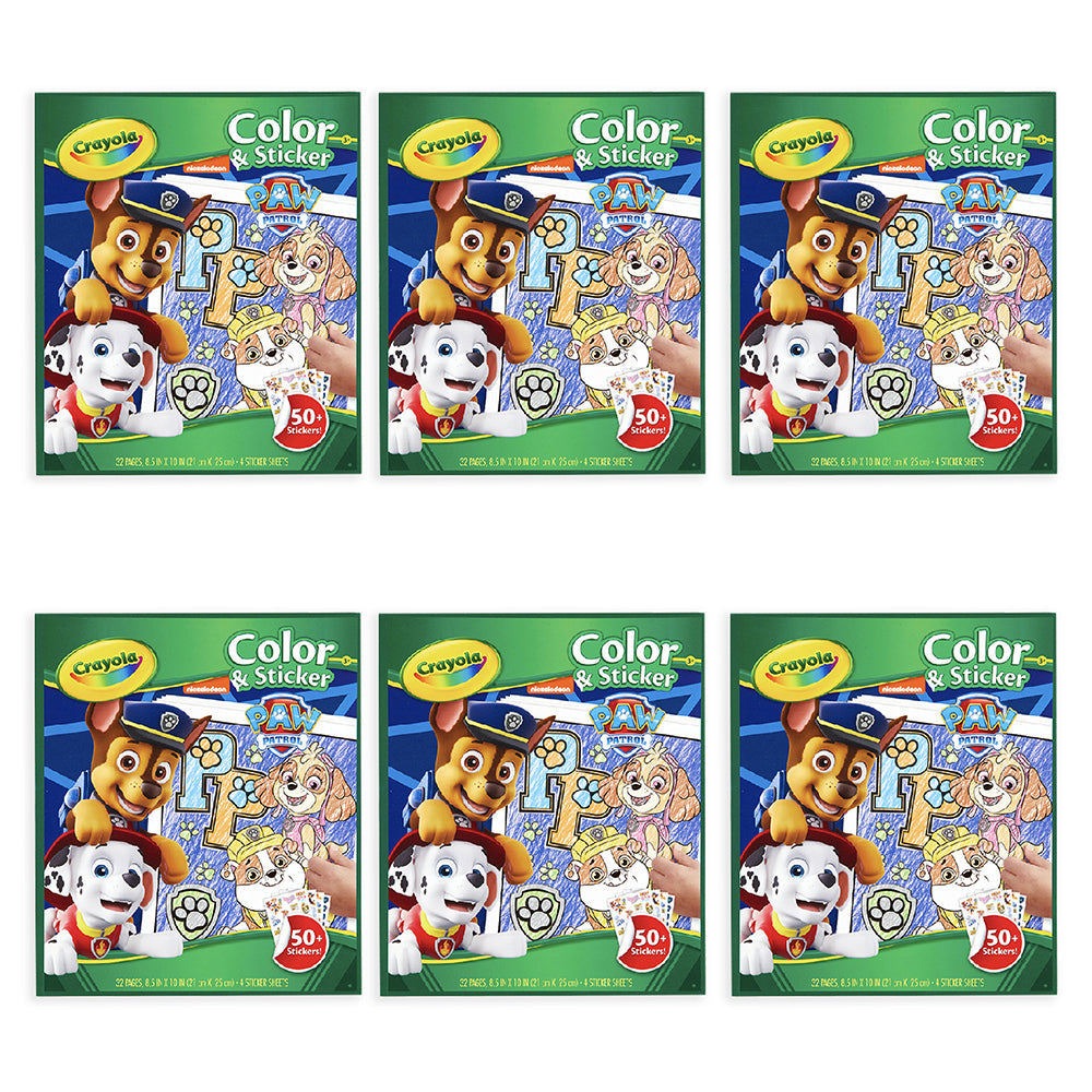 Crayola 32pg Crayola Paw Patrol Colour & Sticker Activity Art Book Kids 3y+ (6 Pack)