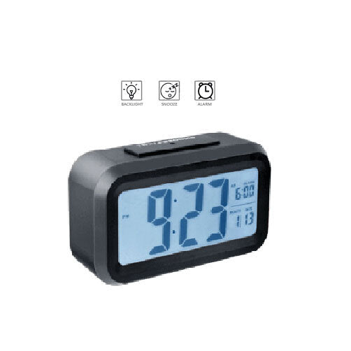Sansai Black Calendar LCD Alarm Clock Date/Temp Digital Display Table/Desk/ Home — image 2