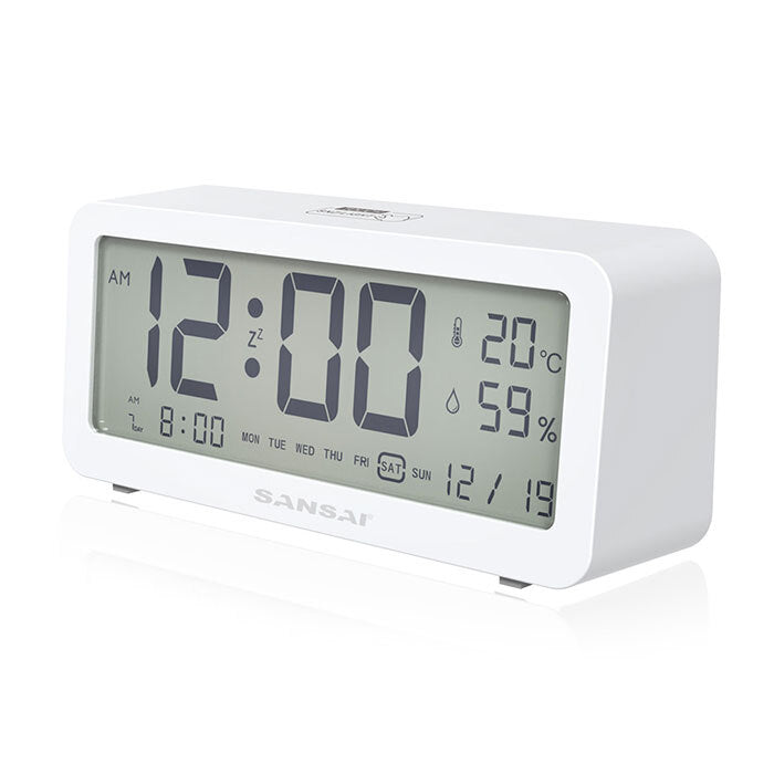 Sansai LED LCD Digital 12/24h Alarm Snooze Clock Date Temperature 5.2 Inch — 7"