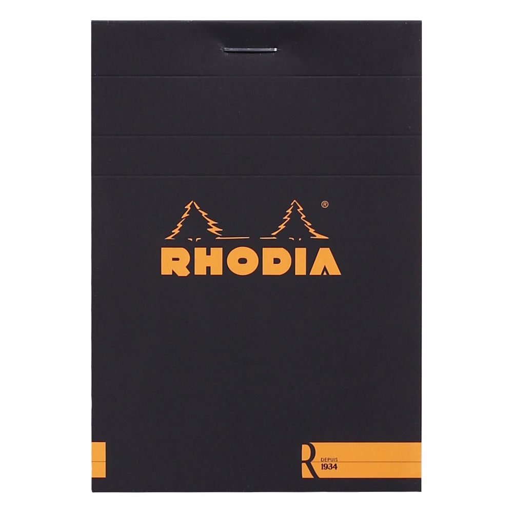 Rhodia Premium R No12 Top Stapled Pocket Notepad Office Stationery Plain Black