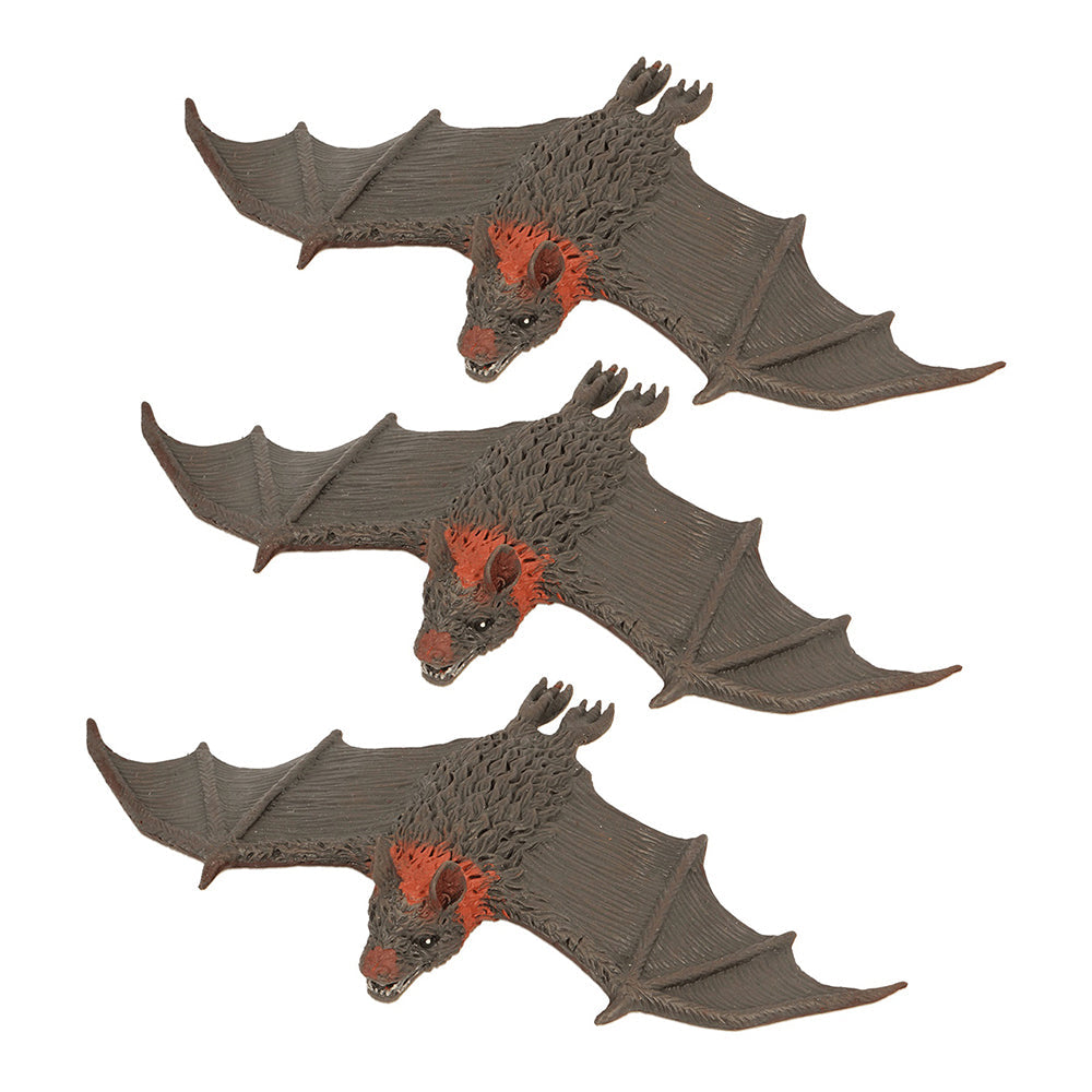 Fumfings Animal Stretchy Beanie 20cm Bat Rubber Hand Fun Toys 3y+ Child Grey (3 Pack)