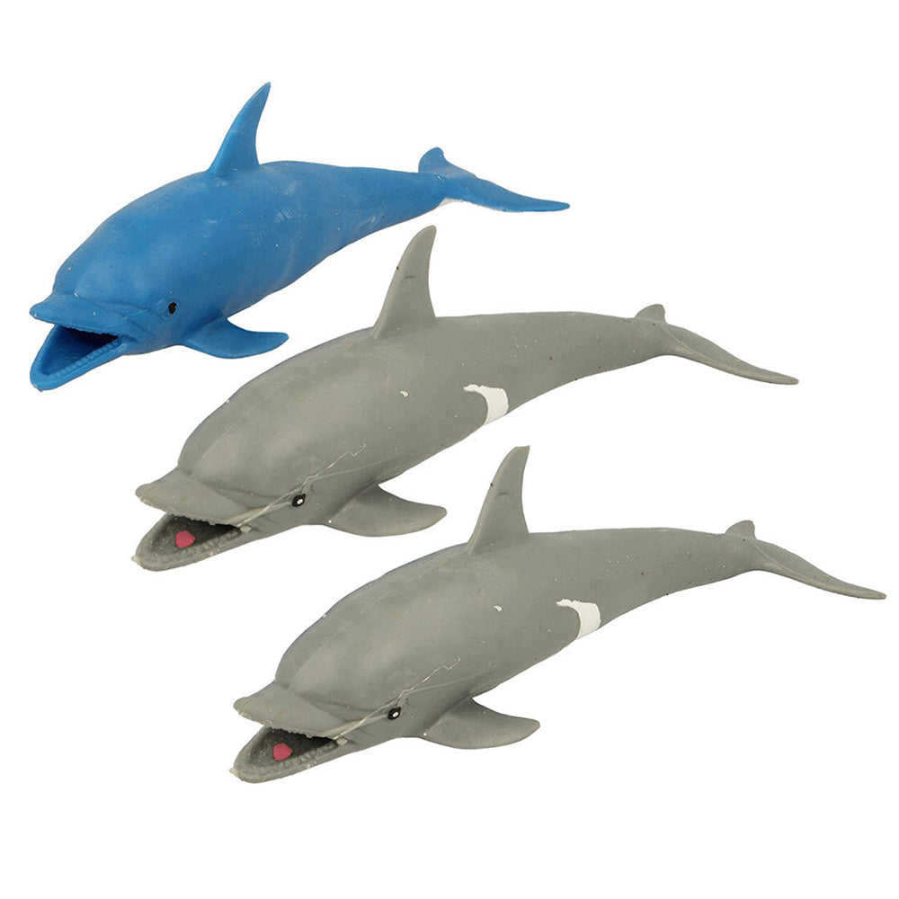 Fumfings Animal Stretchy Beanie Dolphin 18cm Soft 3y+ Toys Children Assorted (3 Pack)