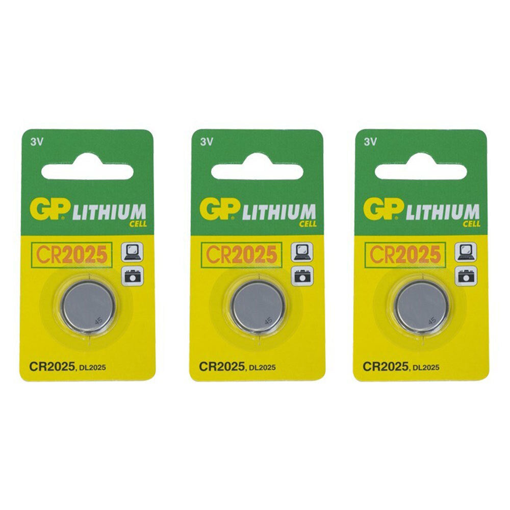GP 160MAH 3V DL2025/CR2025 Lithium Battery Button Cell/Coin f/ Small Devices (3 Pieces)