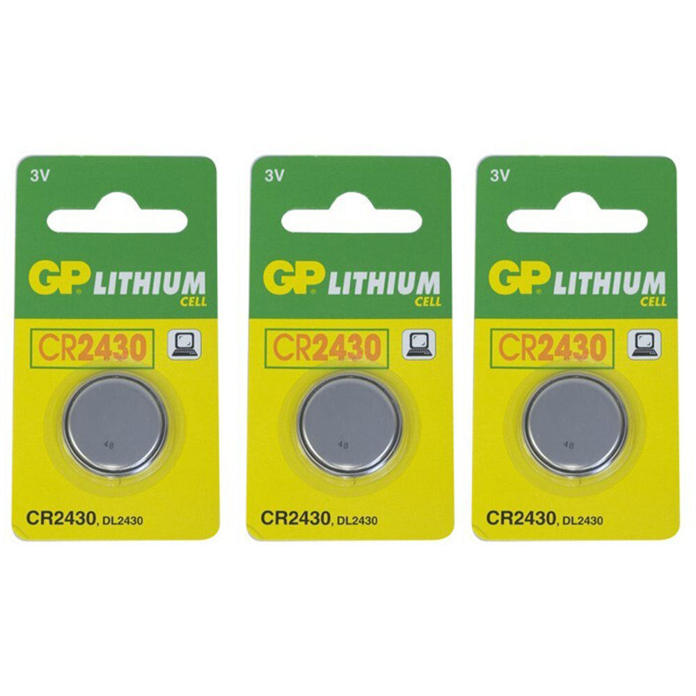 GP 270MAH 3V DL2430/CR2430 Lithium Battery Button Cell/Coin f/ Small Devices (3 Pieces)