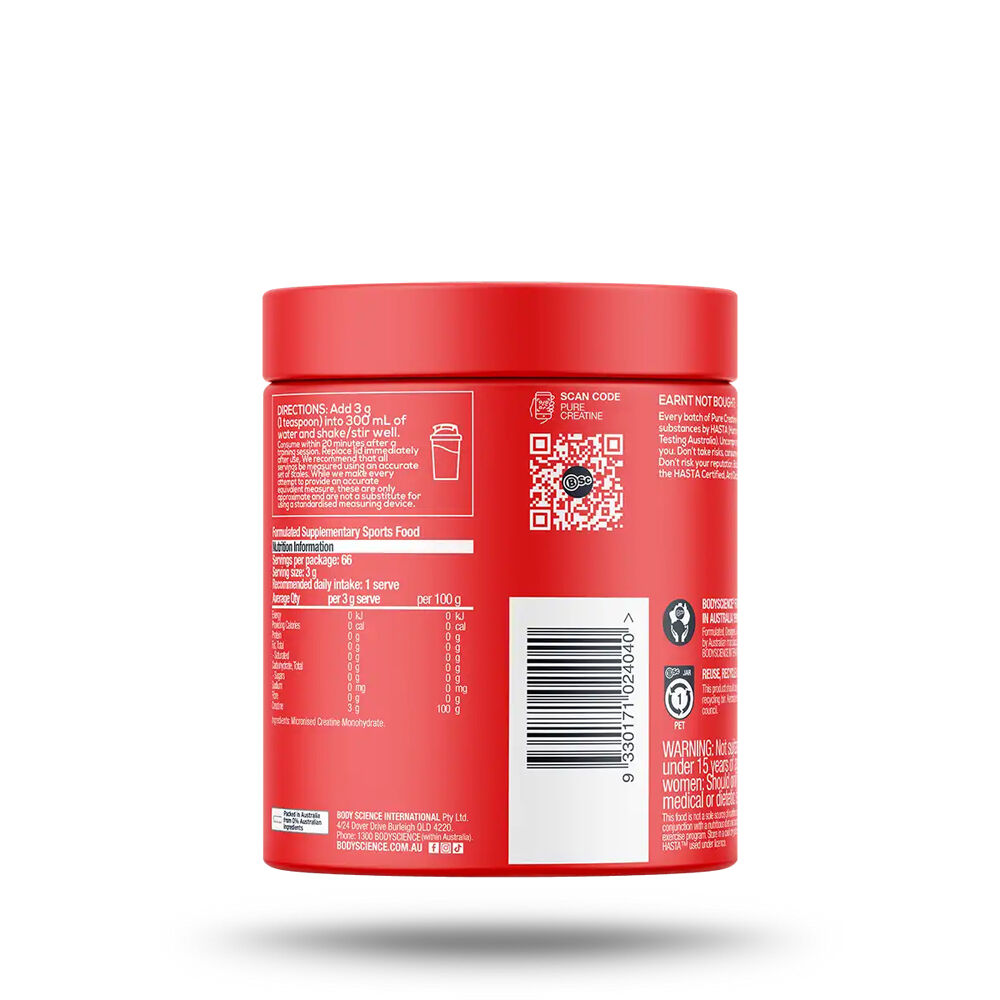 BSc 200g Unflavoured Pure Micronised Creatine Monohydrate Powder 66 Serves — image 3