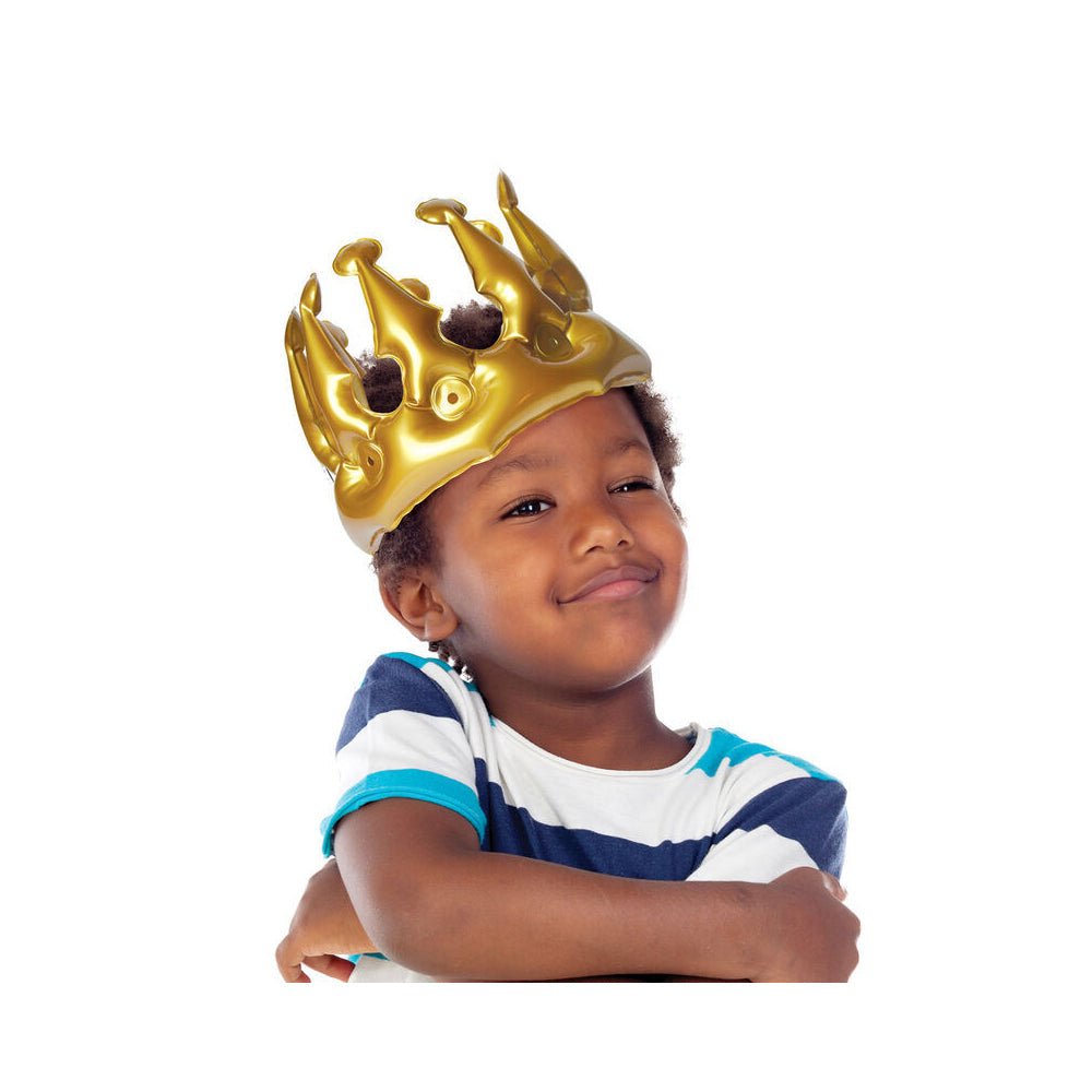 Legami Inflatable Prince Crown Balloon Hat Kids Birthday/Party Decor Gold — image 2
