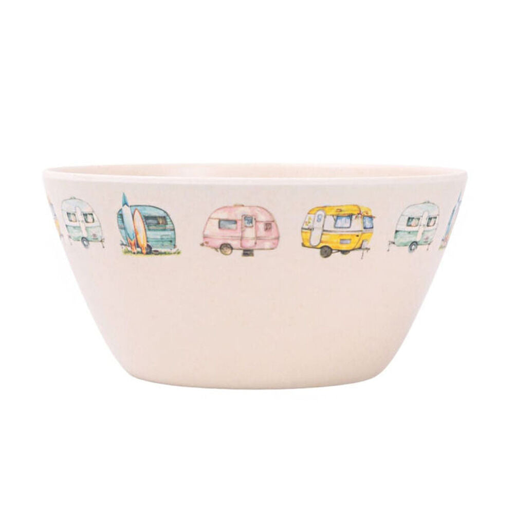 Splosh Round Camping Bowl White Caravan Bamboo Melamine Soup 15cm
