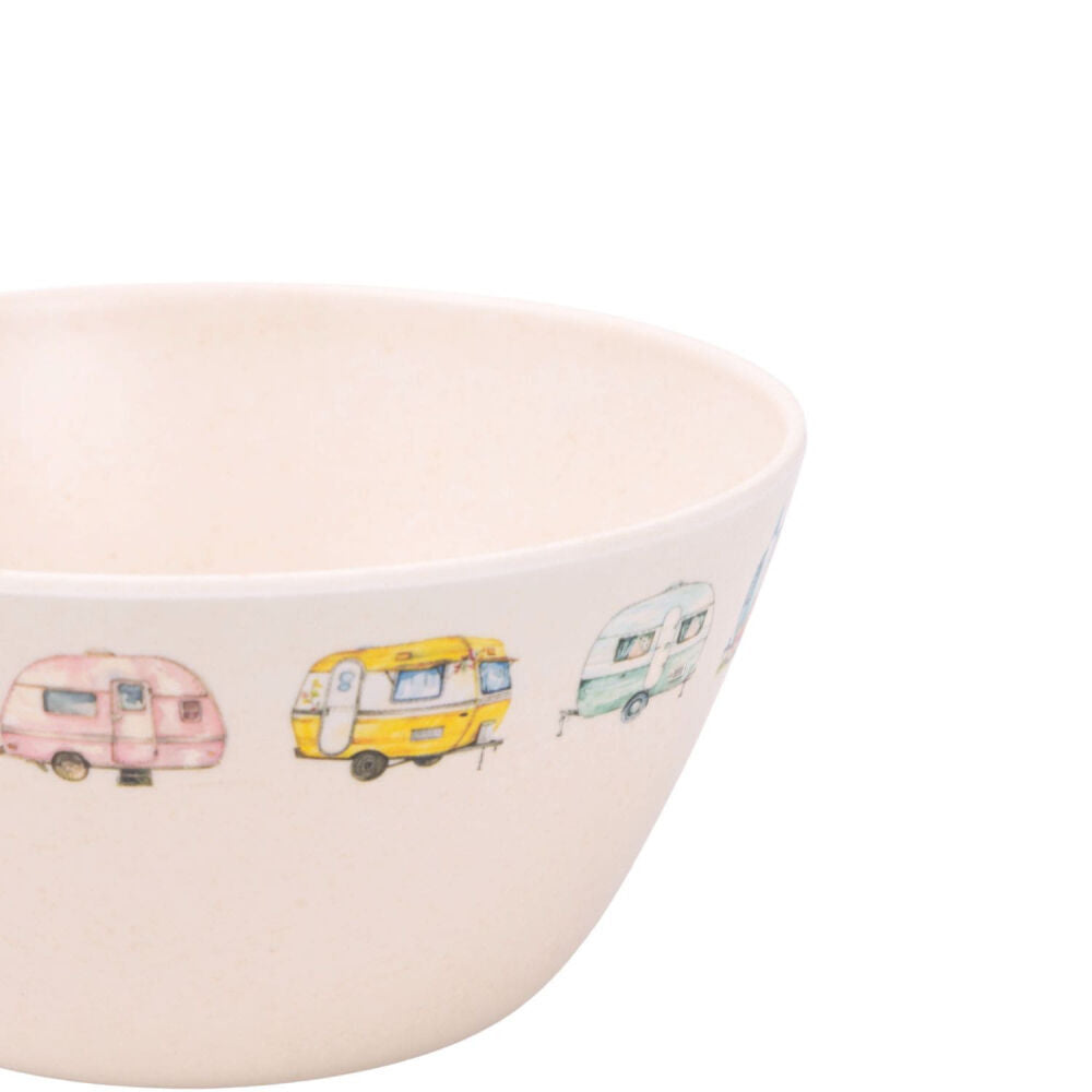Splosh Round Camping Bowl White Caravan Bamboo Melamine Soup 15cm — image 3