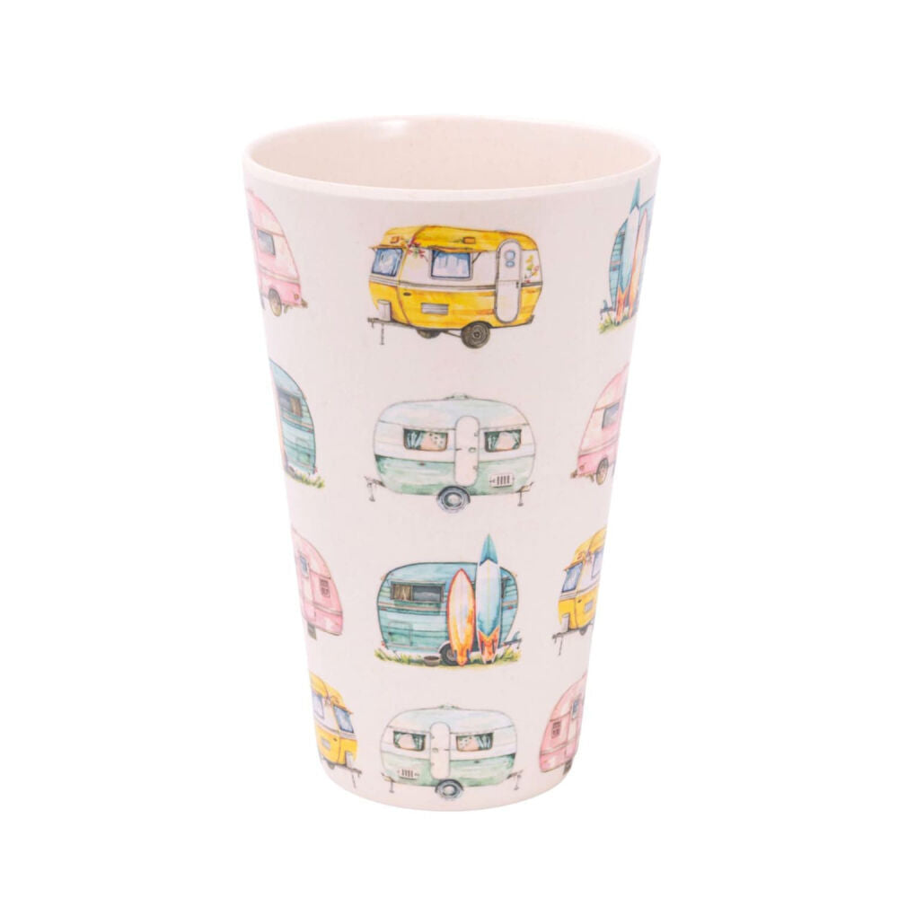 Splosh 360ml/13cm White Caravan Bamboo Melamine Water Drink Tumbler Cup